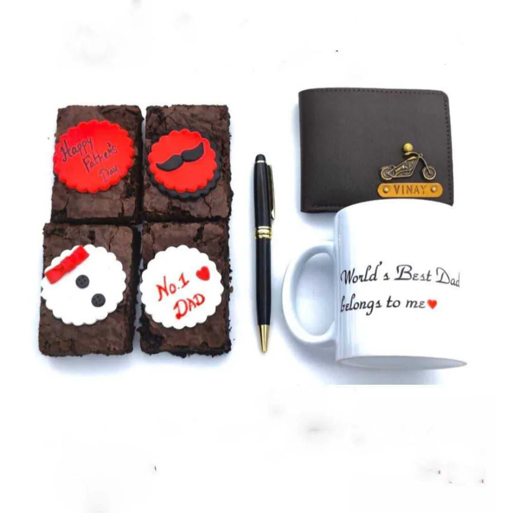 Buy Fathers Day Brownies Mug Wallet and Pen Combo