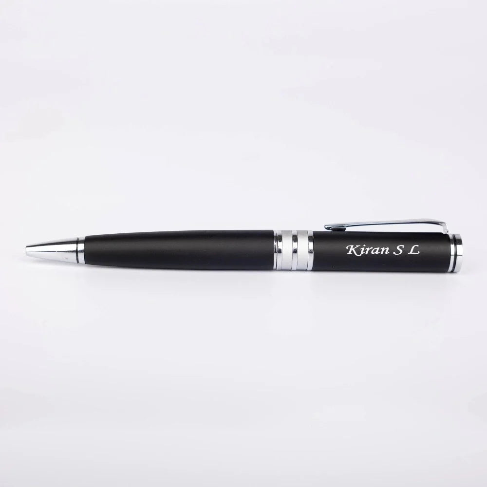 Buy Personalized Black Silver Ballpoint Pen with Name