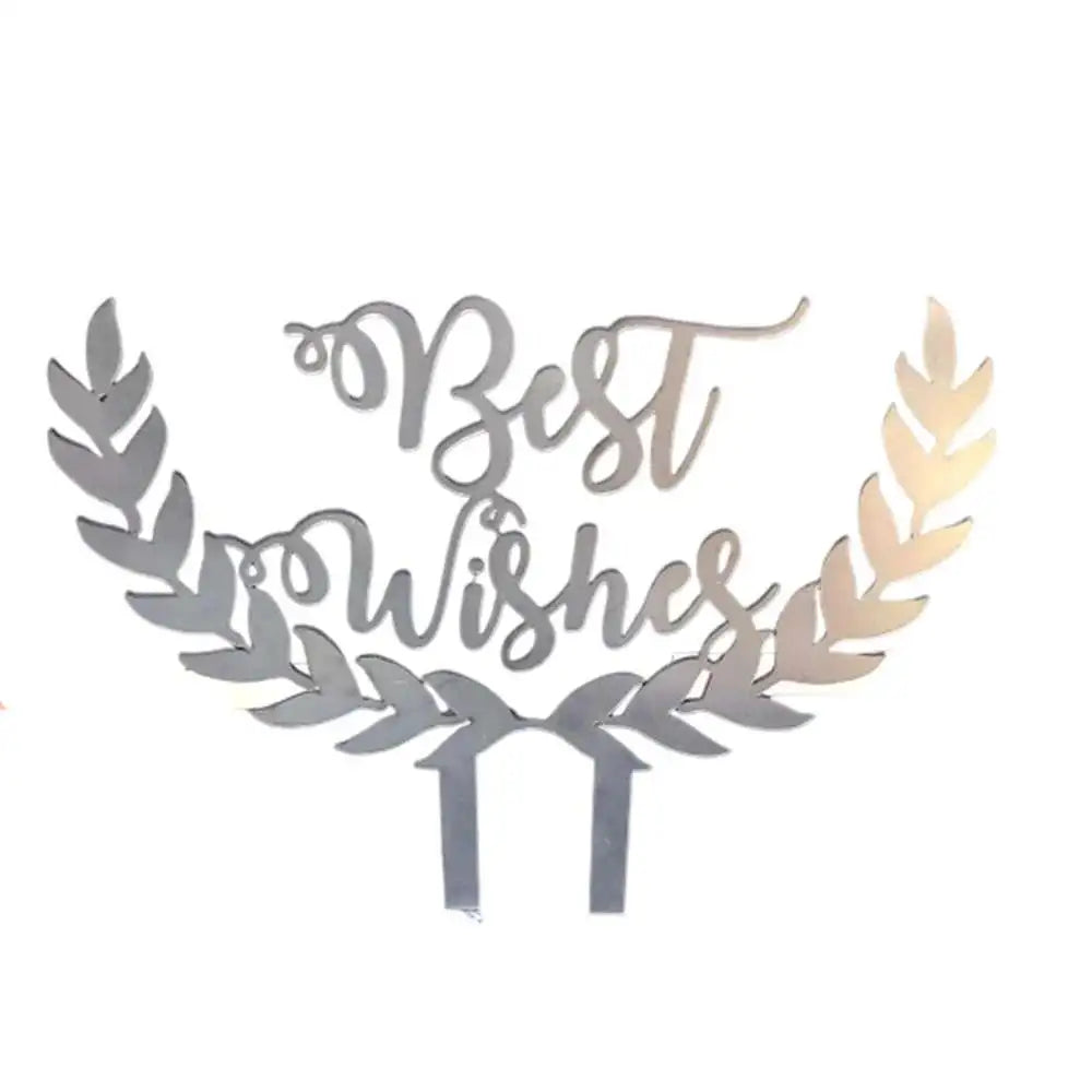 Classic Best Wishes Silver Acrylic Cake Topper from CustomWish