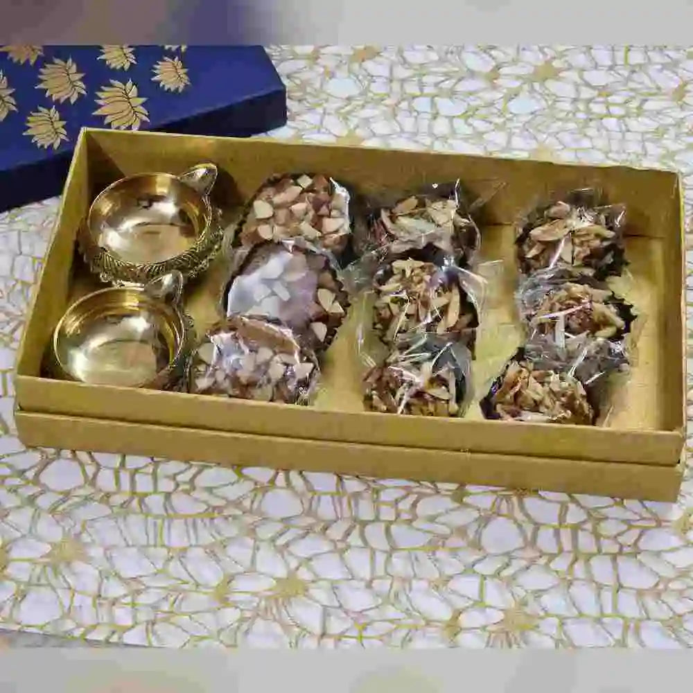 Dry Fruit Delicacy and Brass Diya Hamper for Corporate