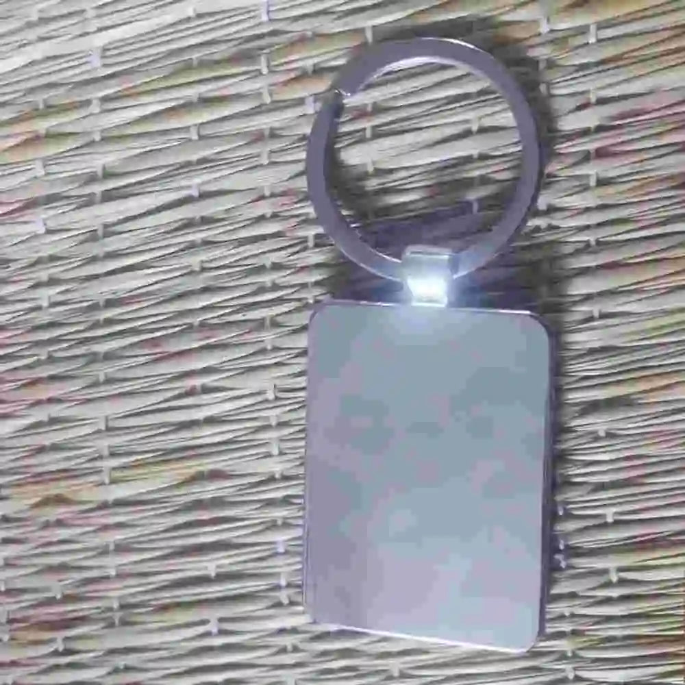 Rectangle Shape Wooden Metal Keychain