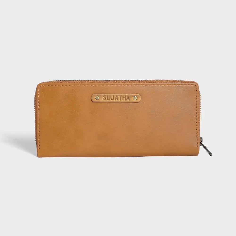 Buy Cider Tan Personalized RFID Women's Wallet Online