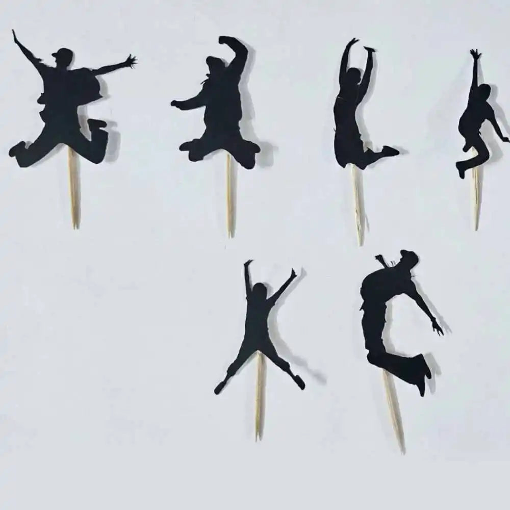 Jumping Silhouettes Brushes Cake Topper