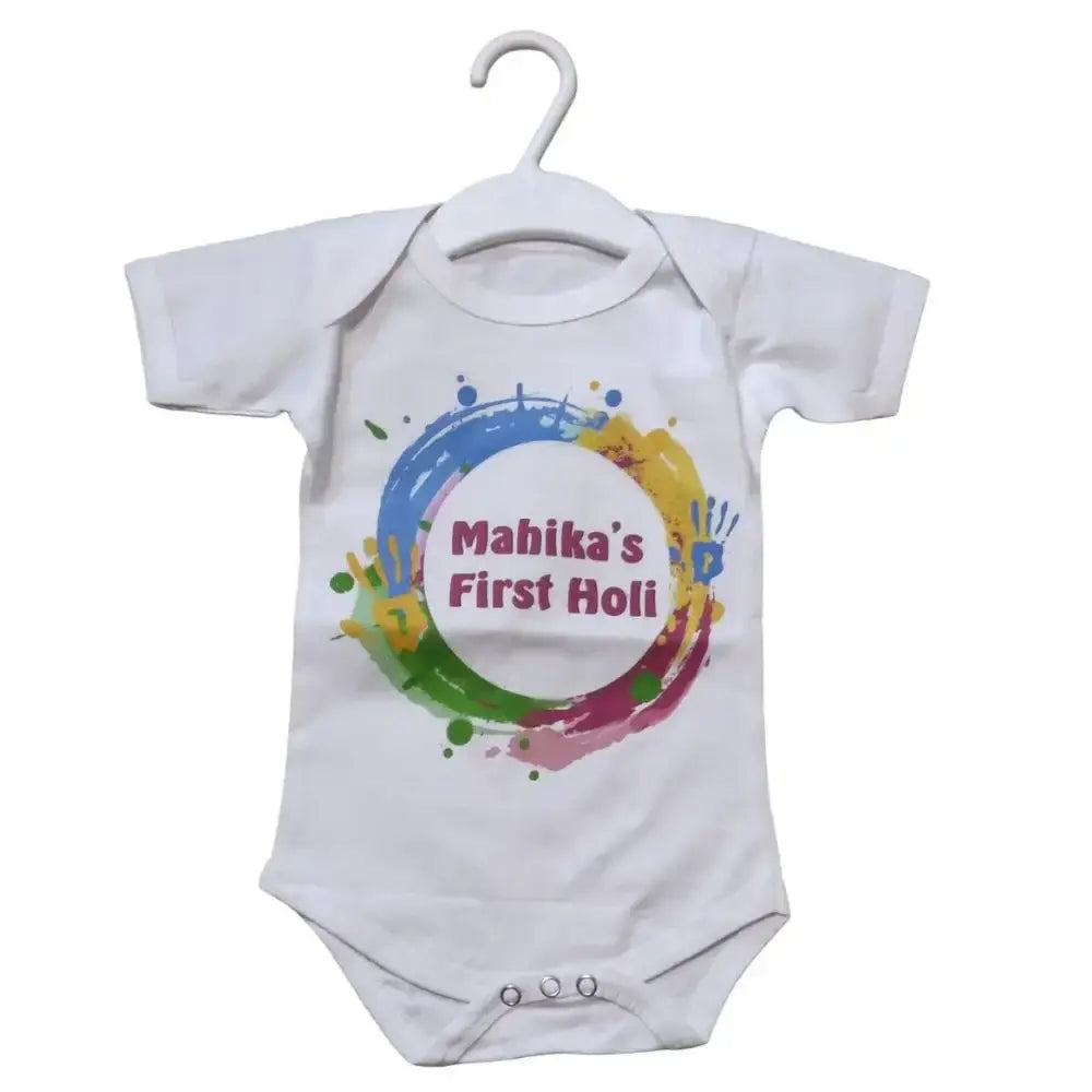 Order First Holi Name Printed Romper Online