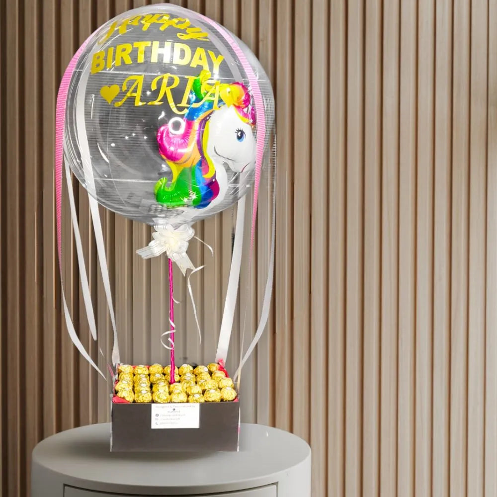Unicorn theme bobo balloon chocolate gift hamper Online