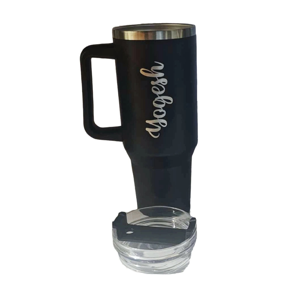 Order insulated tumbler with handle and straw