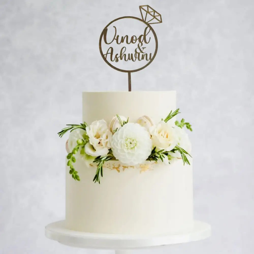 Engagement Ring Cake Topper with Names