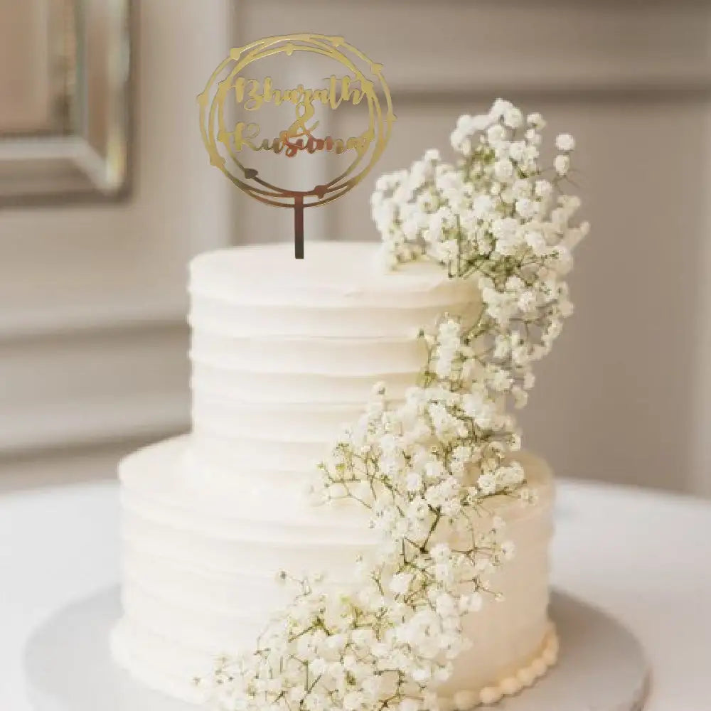 Heart Round Name Cake Topper