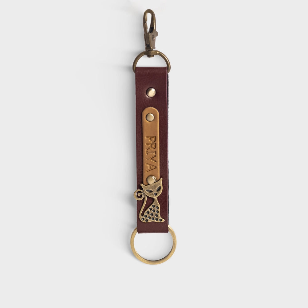 Buy Wine Colour Engraved Vegan Leather Keychain Online