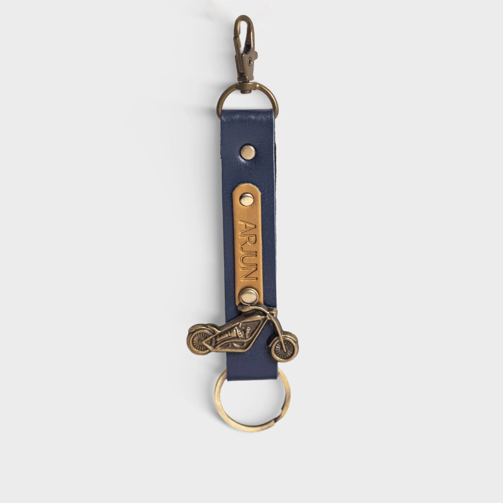 Buy Blue Personalized Vegan Leather Keychain Online