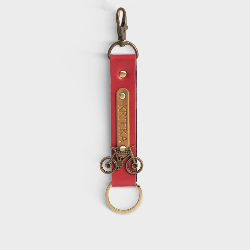 Buy Red Personalized Vegan Leather Keychain Online