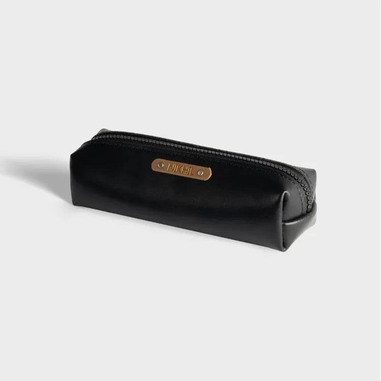 Buy Black Personalized Vegan Leather Pencil Pouch