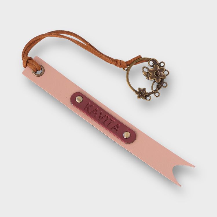 Buy Baby Pink Personalized Vegan Leather Bookmarks