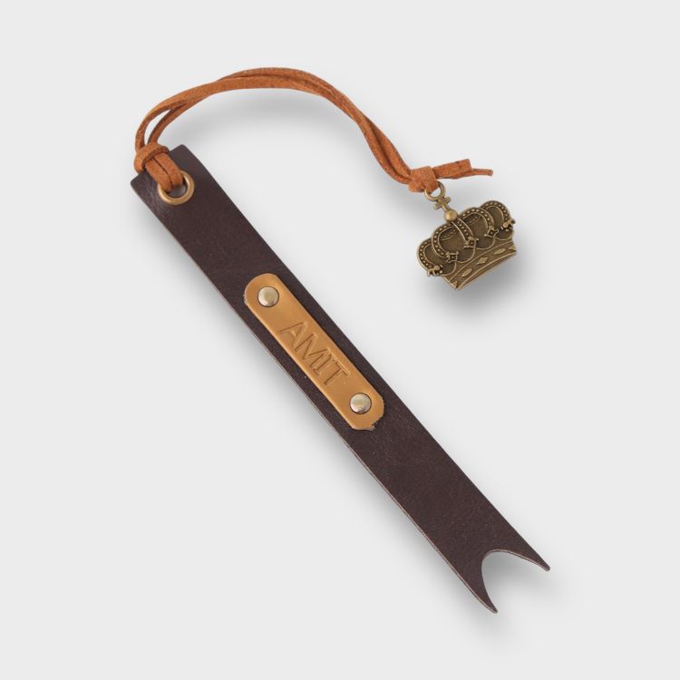 Buy Brown Personalized Vegan Leather Bookmark Online