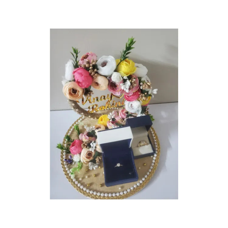 Personalised Engagement Floral Ring Tray with Name