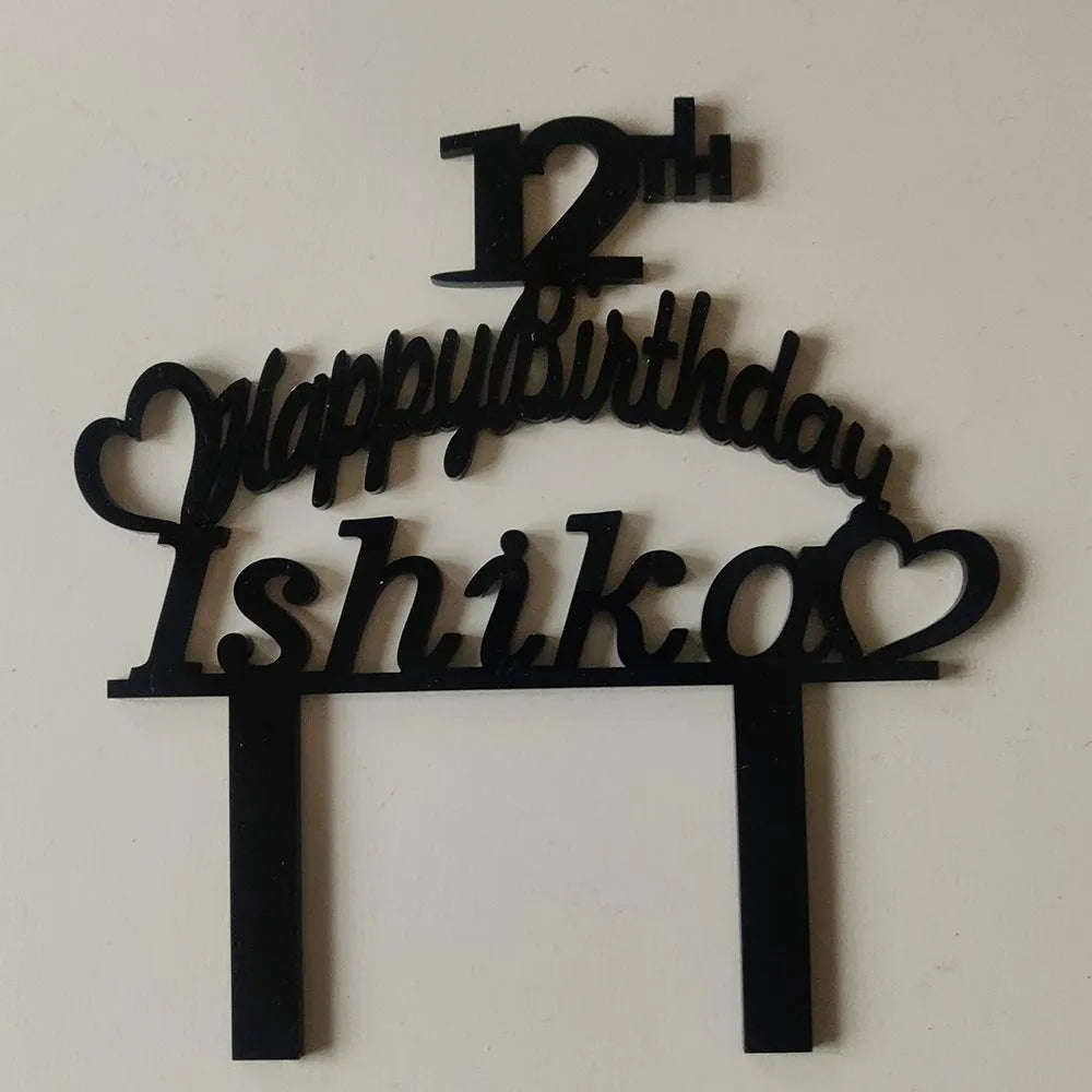 Buy Black Personalized Acrylic Cake Toppers Online
