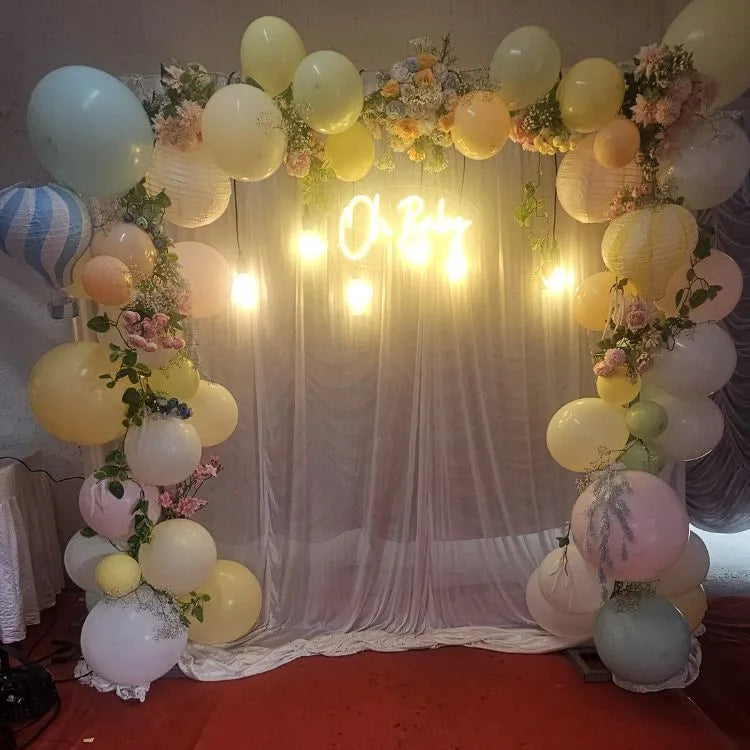 Book Elegant Floral Balloon Baby Shower Decor Neon Light