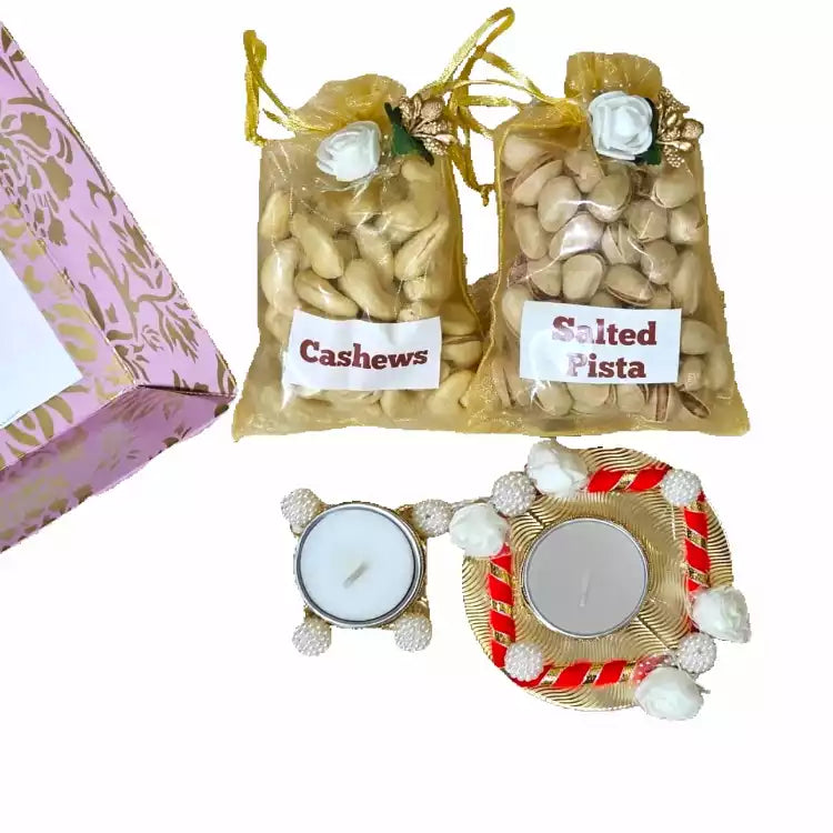 Dry Fruit Hamper with T-light Candle
