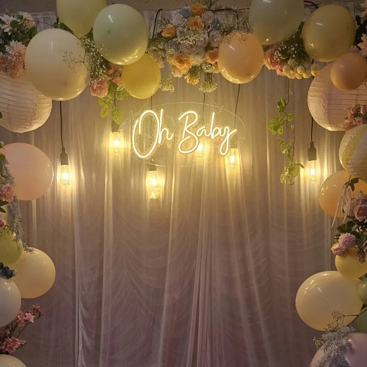 Elegant Floral Balloon Baby Shower Decor Backdrop