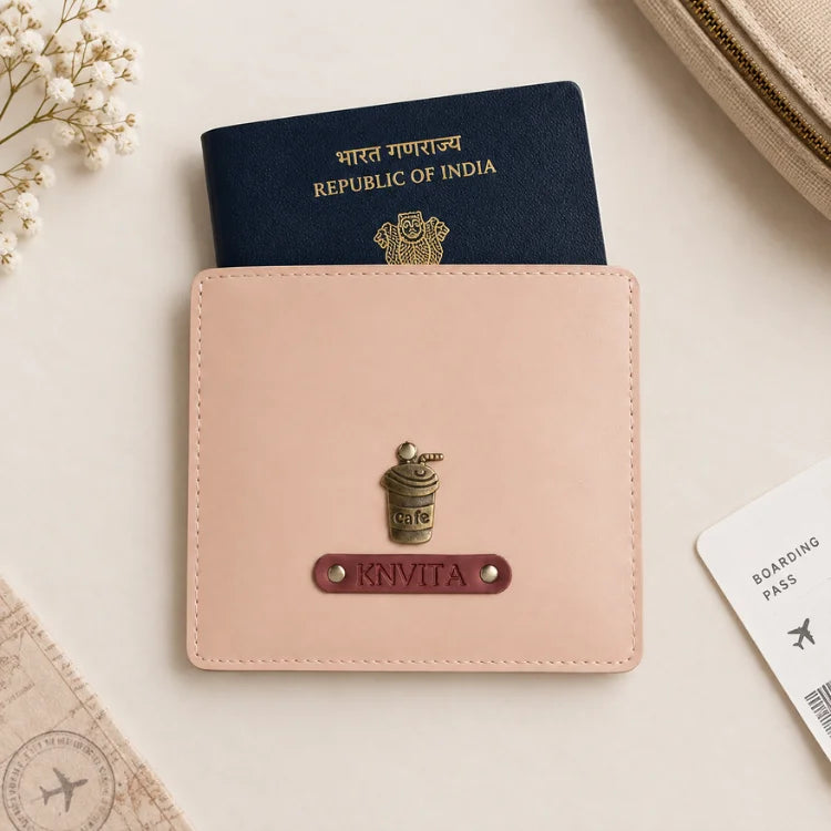 Personalized baby pink passport sleeve
