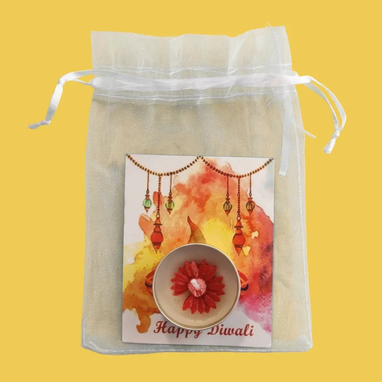 Shop aluminium Diwali tea light holder with floral festive design