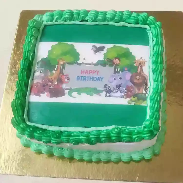 Order Animal Theme Birthday Cake with edible print for kids celebrations