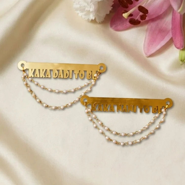 Shop baby shower family badges for Kaka Dadi and Kaka Nani to Be