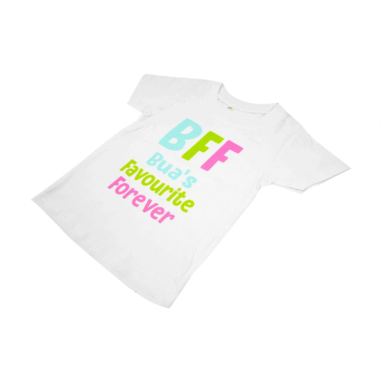 Buy BFF Buas Favorite Forever T-shirt in white for kids with a predefined Bua favorite print