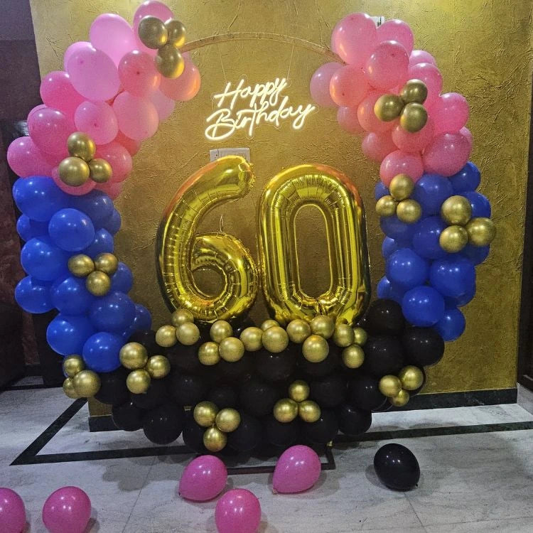 Order birthday balloon decoration at home with foil number balloons