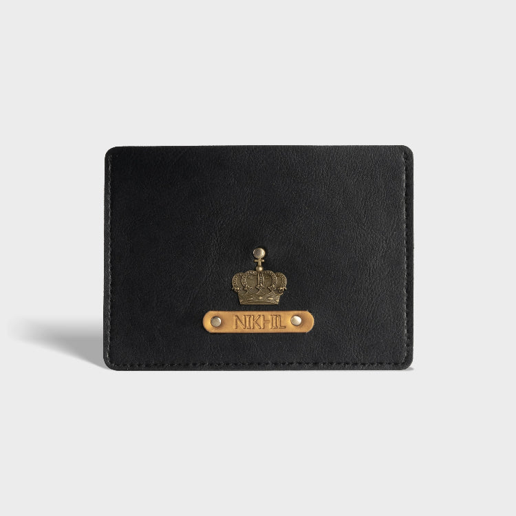 Buy black custom passport holder with name and charm
