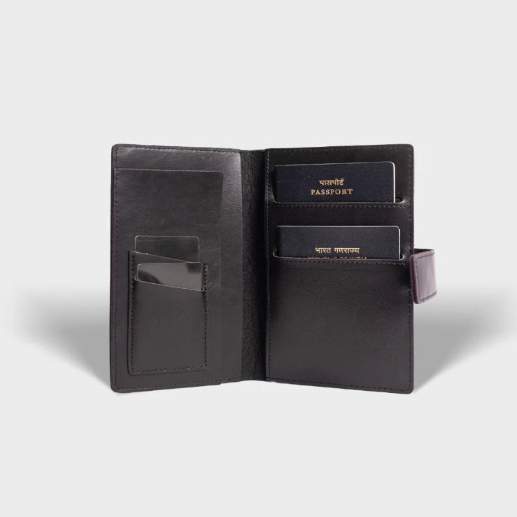 Shop black personalized dual passport cover with passport and card slots