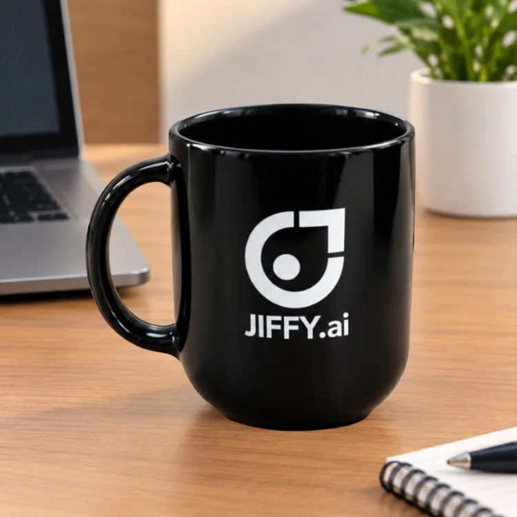 Order black executive ceramic corporate mug with custom logo printed