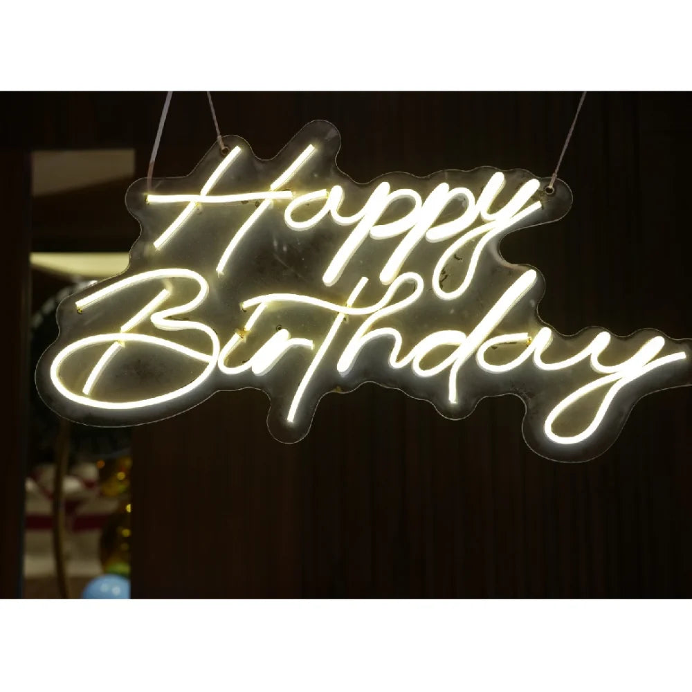 Car Theme Birthday Decoration with Happy Birthday Neon Light in Bangalore