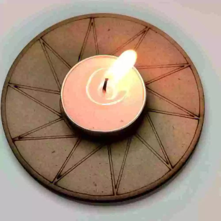 Buy brown MDF star T-light holder with lit tealight for Diwali decor