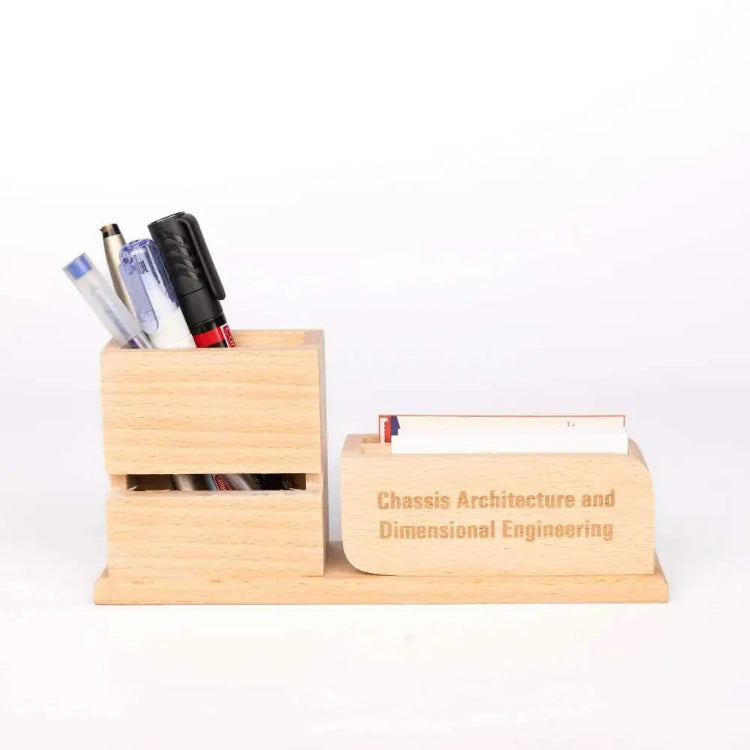 Shop brown wooden pen and card holder for corporate employee gifting