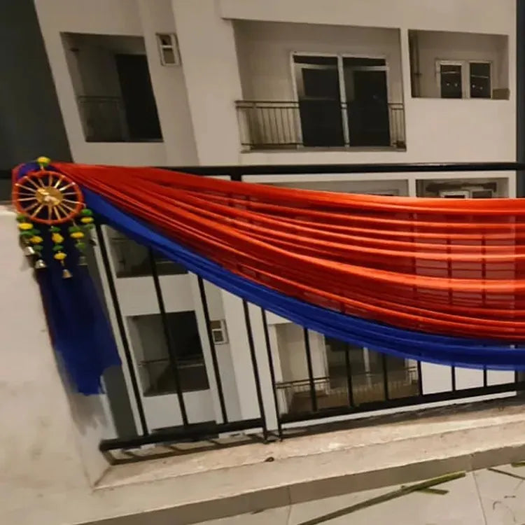 Get Chapra Decoration with drapes and floral hanging decor