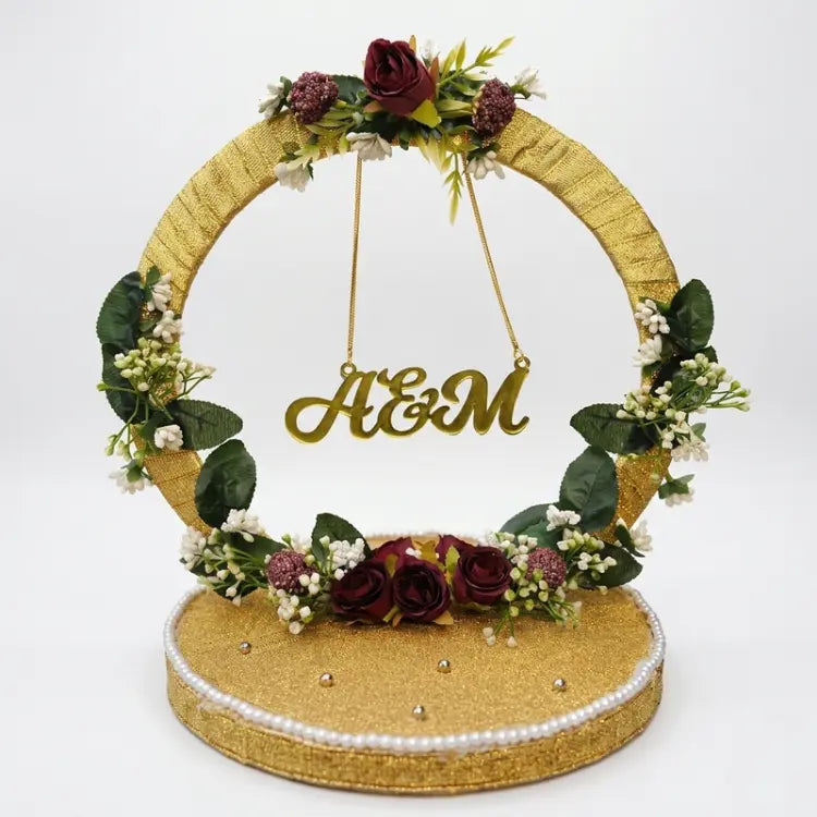 Buy Gold Personalized Initial Ring Tray for Wedding Ceremonies
