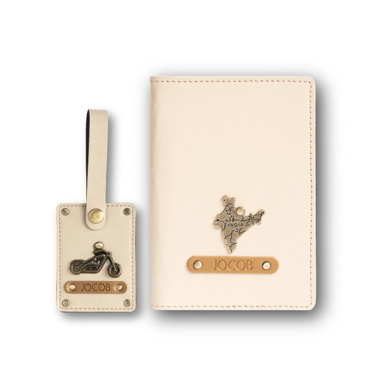 Order Ivory Personalised Passport Cover and Luggage Tag with matching charm