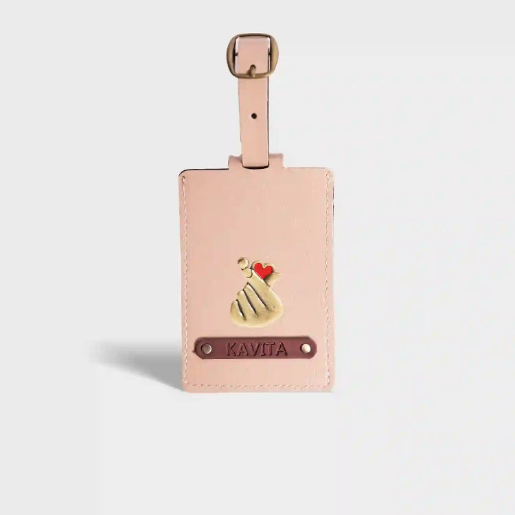 Order baby pink personalized luggage tag with charms