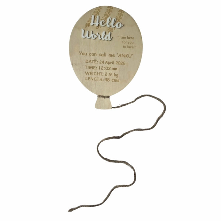 Buy Personalized Balloon Baby Plaque Online in Birch Wood