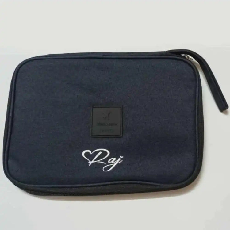 Order personalized black travel digital pouch with zipper closure and elastic gadget holders