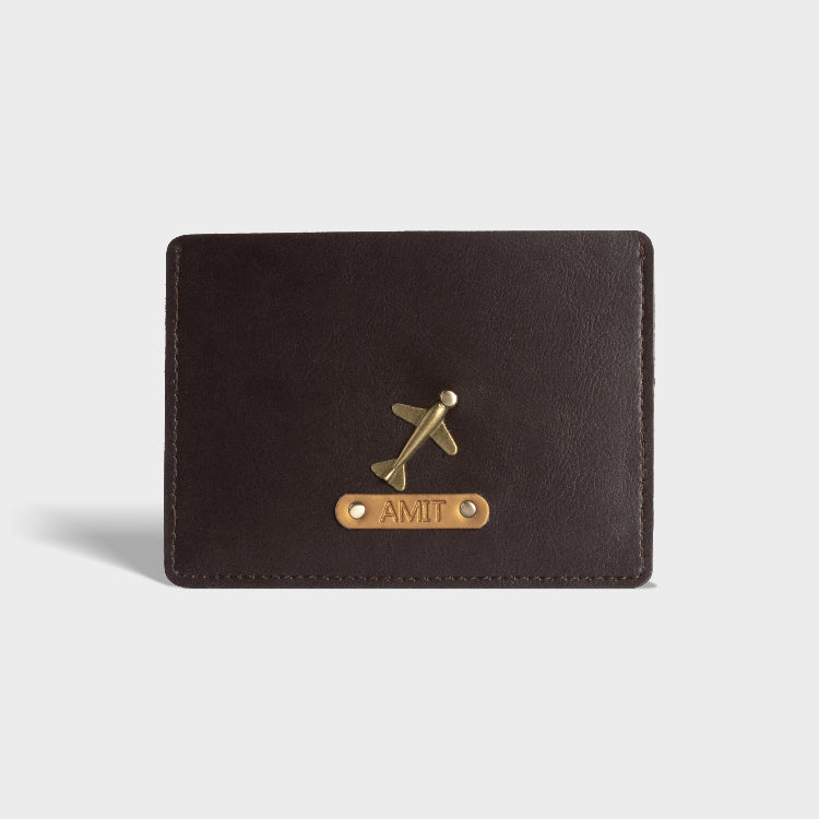 Buy personalized brown passport case with charm