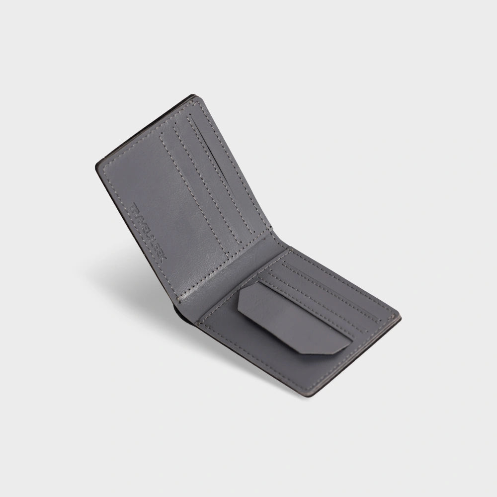 Shop grey personalized men's wallet with card slots and cash pocket