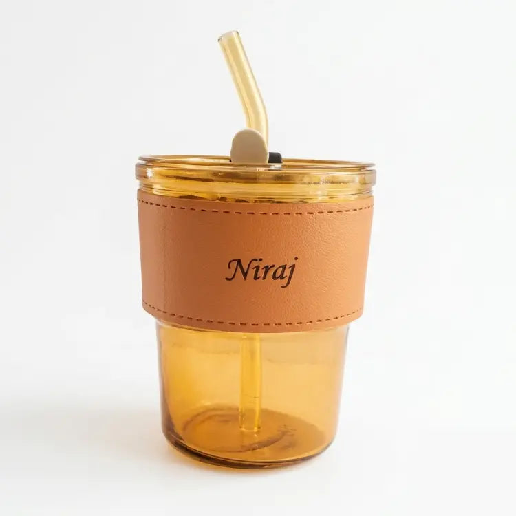 Shop personalized name coffee mug with leather sleeve for employees