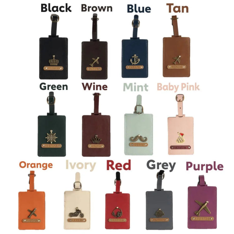 Shop personalized luggage tags in multiple colors with charms
