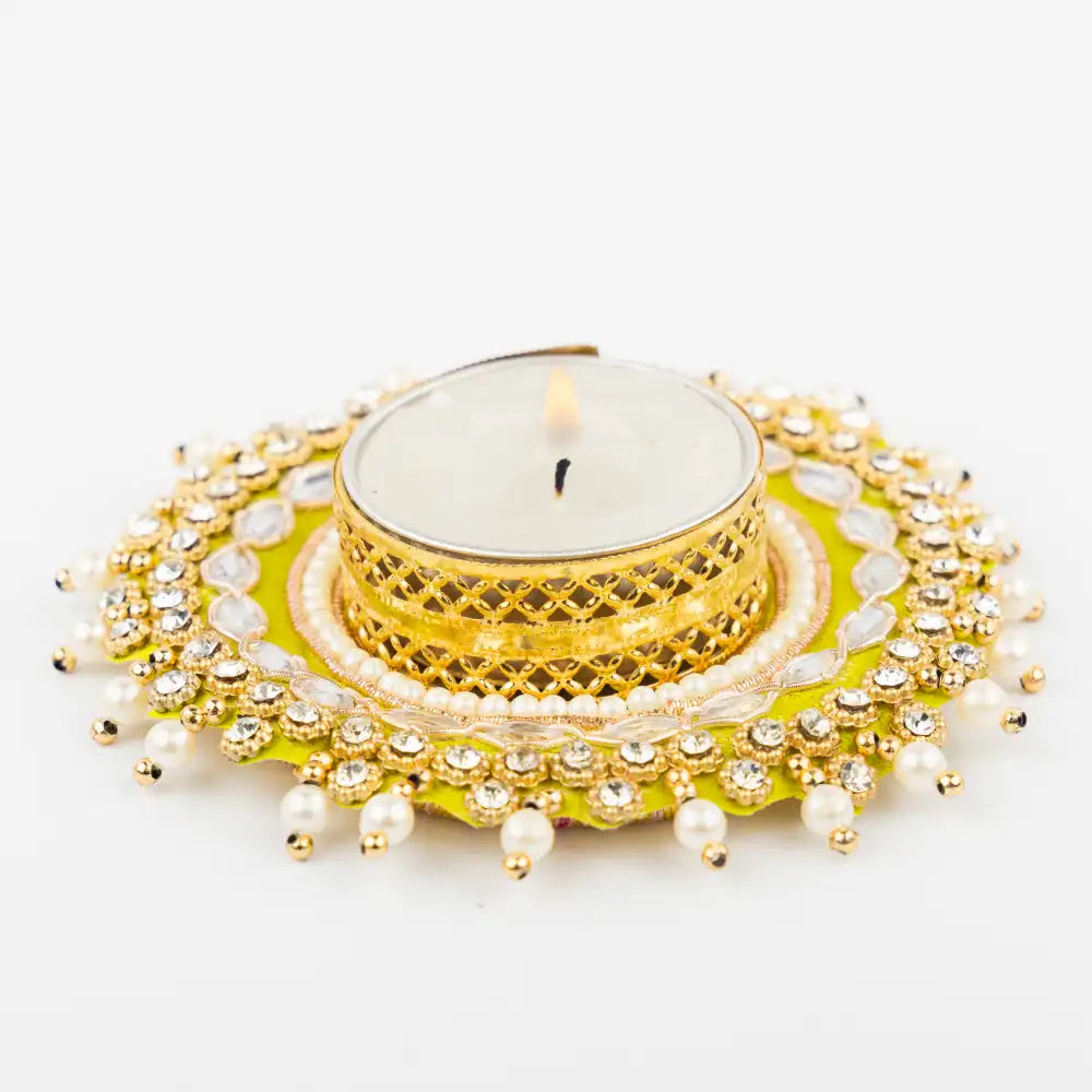 Buy Elegant polki t-light holders for diwali lighting