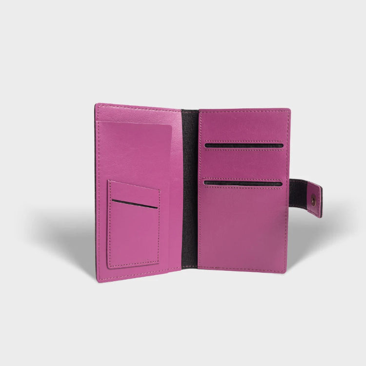 Get purple personalized dual passport cover with passport and card slots