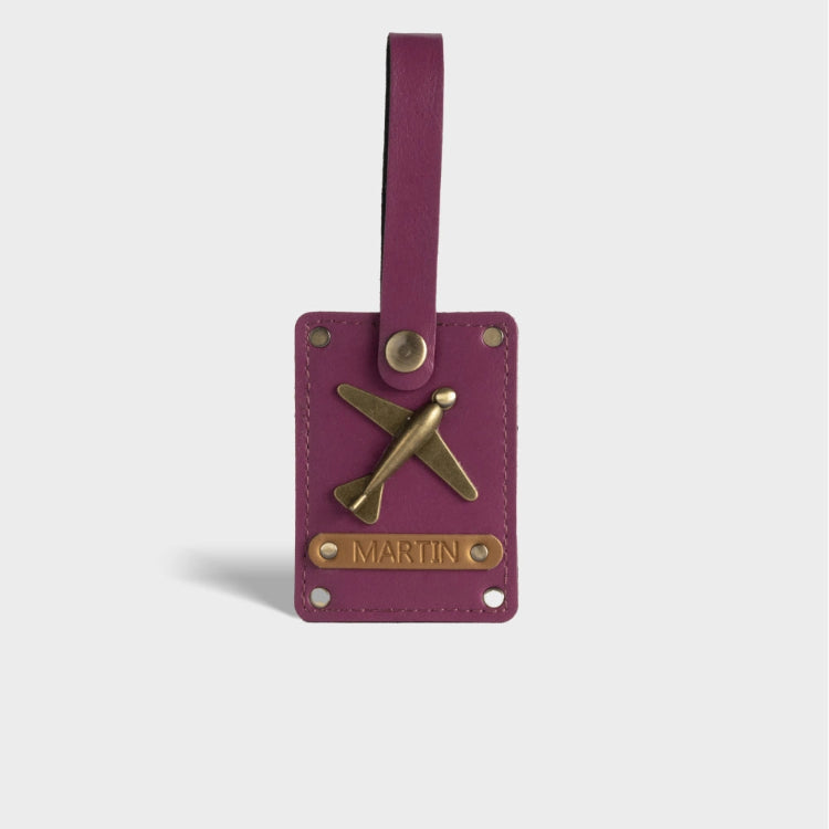 Buy purple personalized luggage tag with custom charm