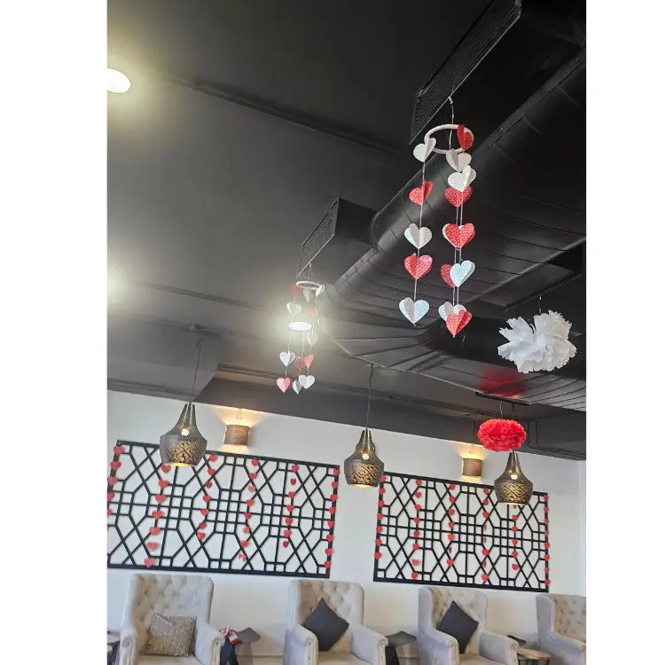 Get Valentine's Day hanging heart decor for commercial interiors