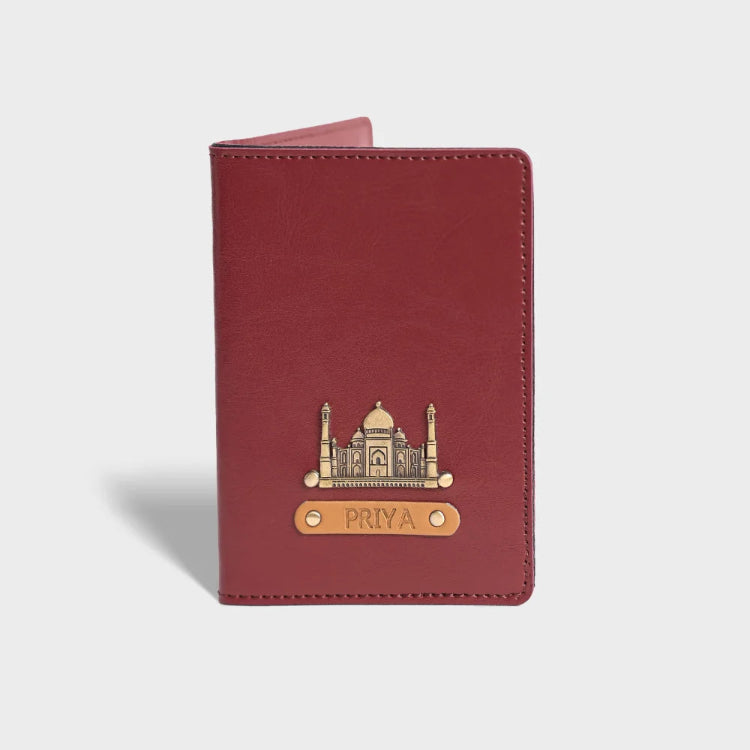 Get wine personalized passport cover with charm and name